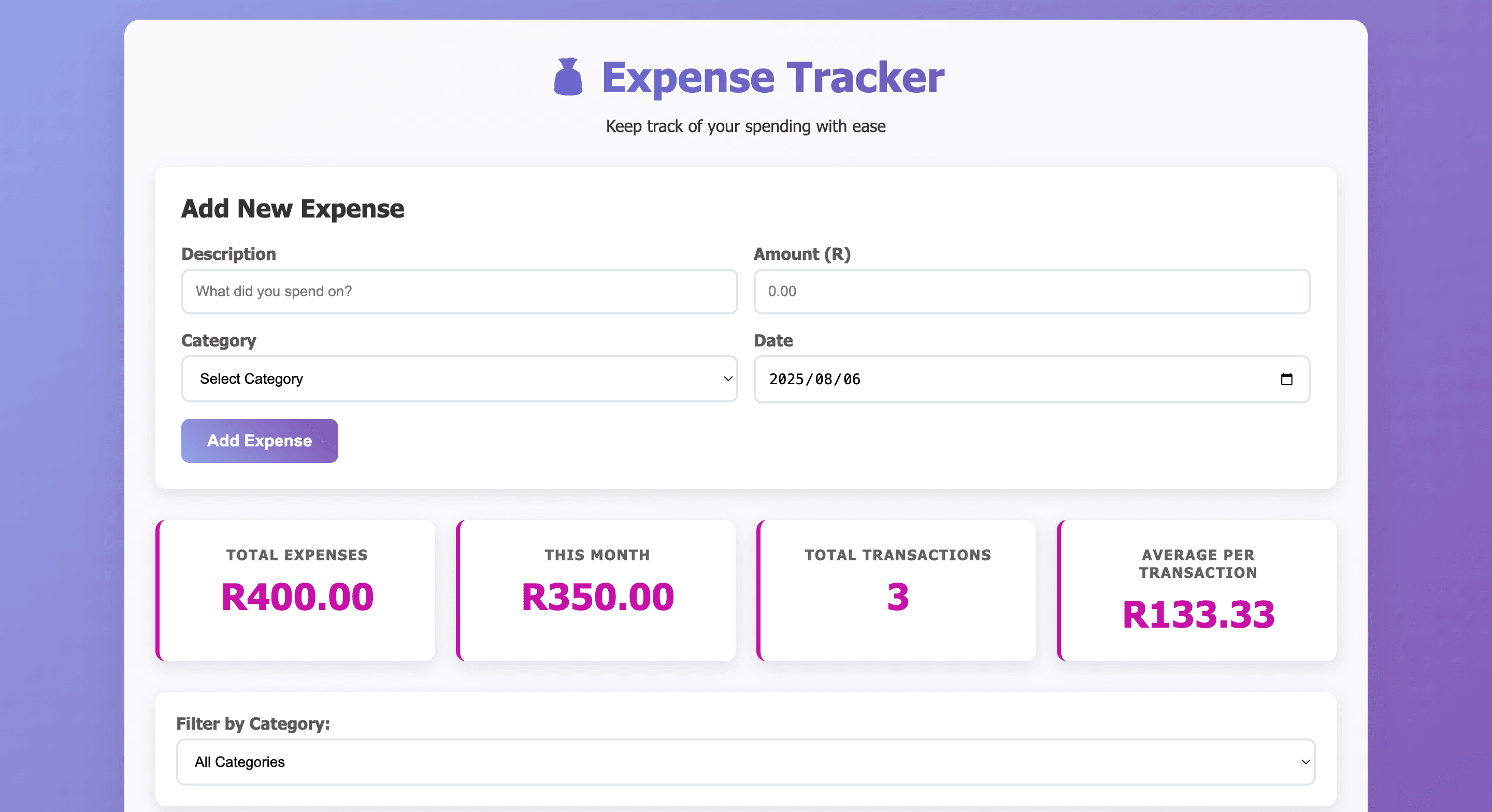 Expense Tracker project preview