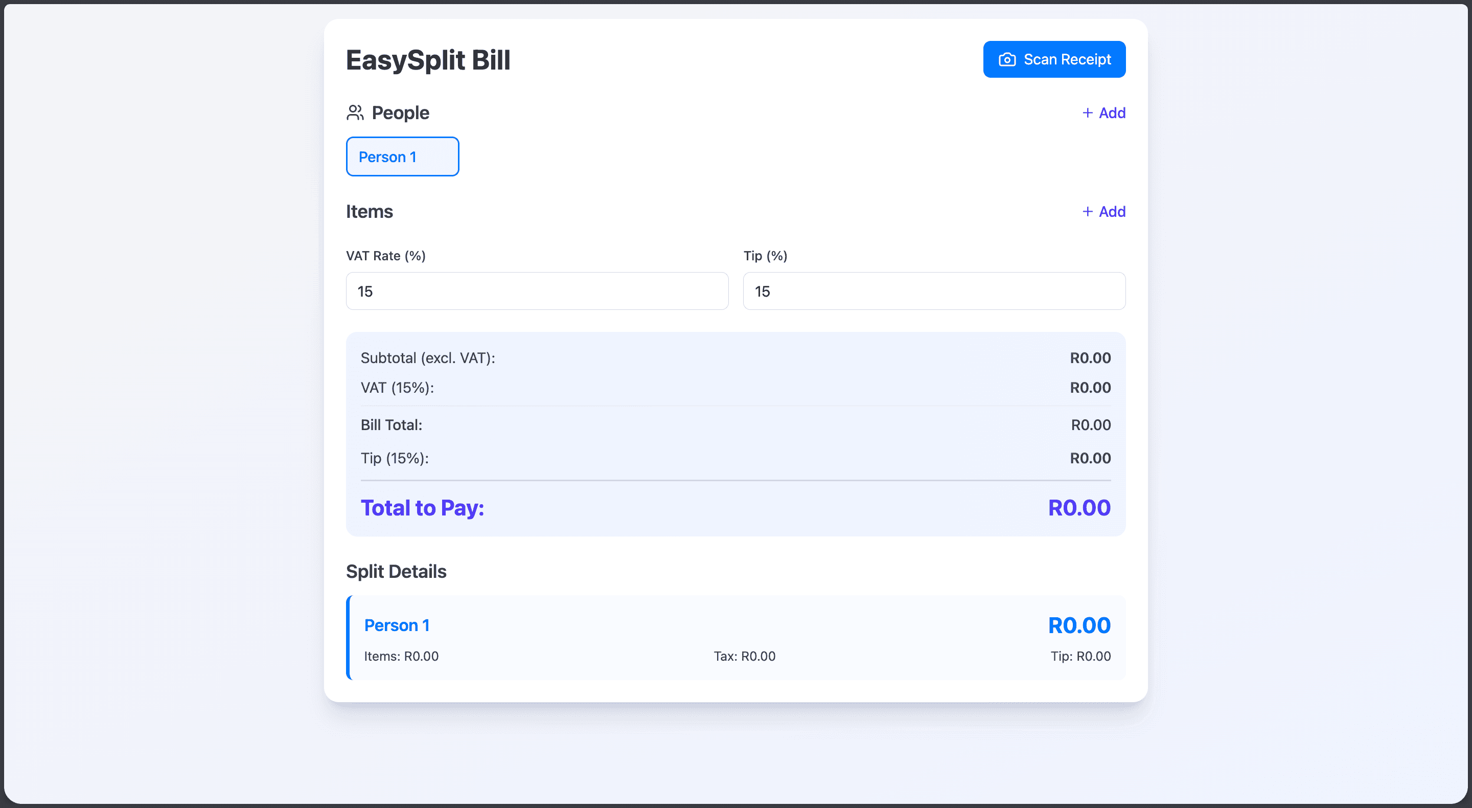 Bill Splitting Application project preview