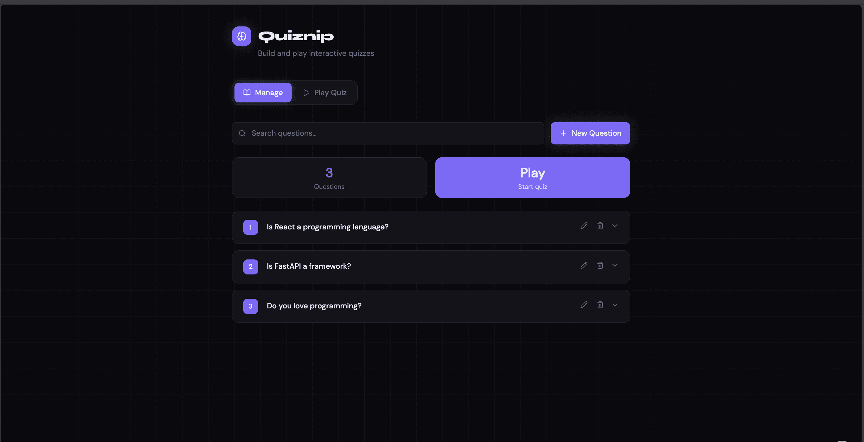 Quiz Application project preview